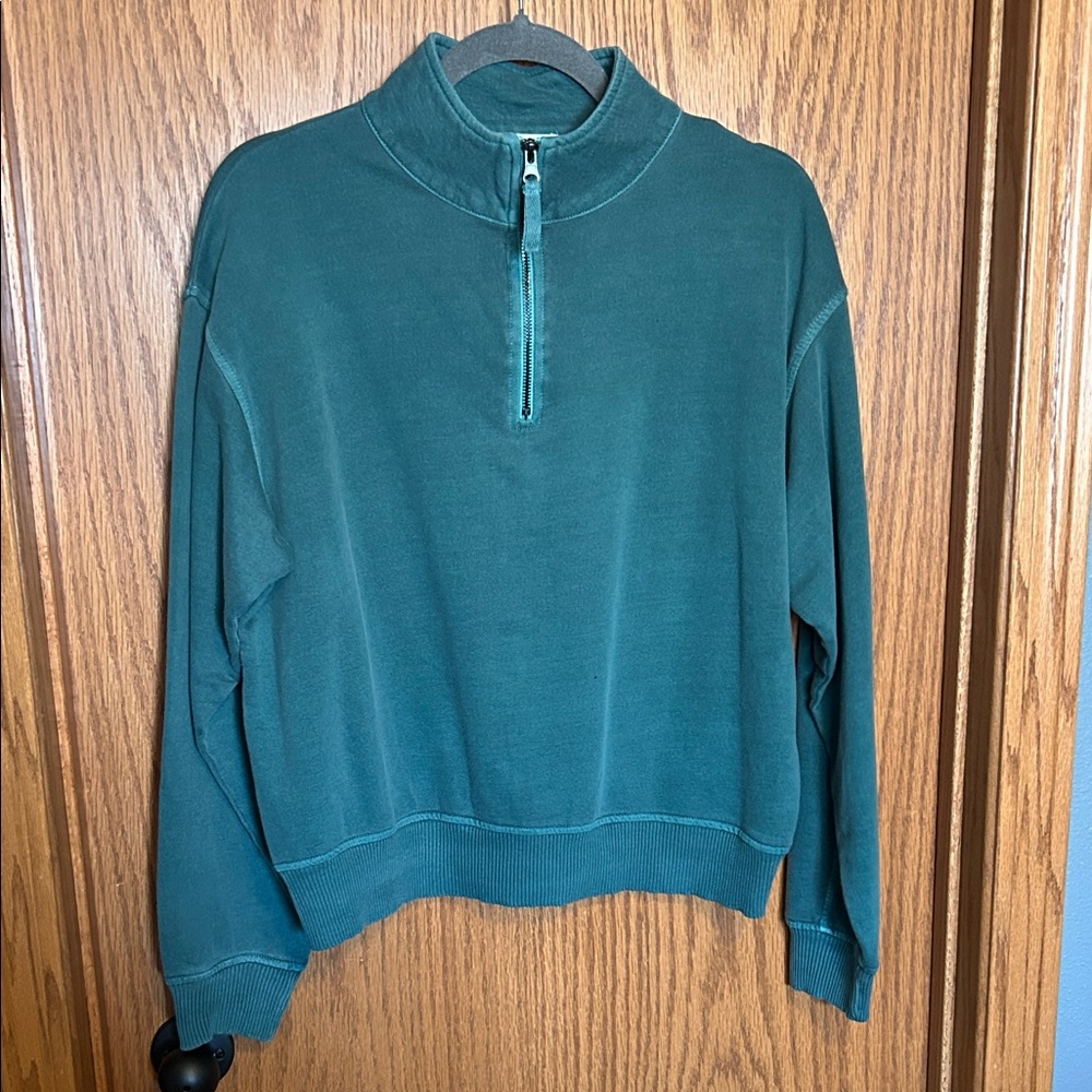 Women's Teal Half-Zip Sweatshirt